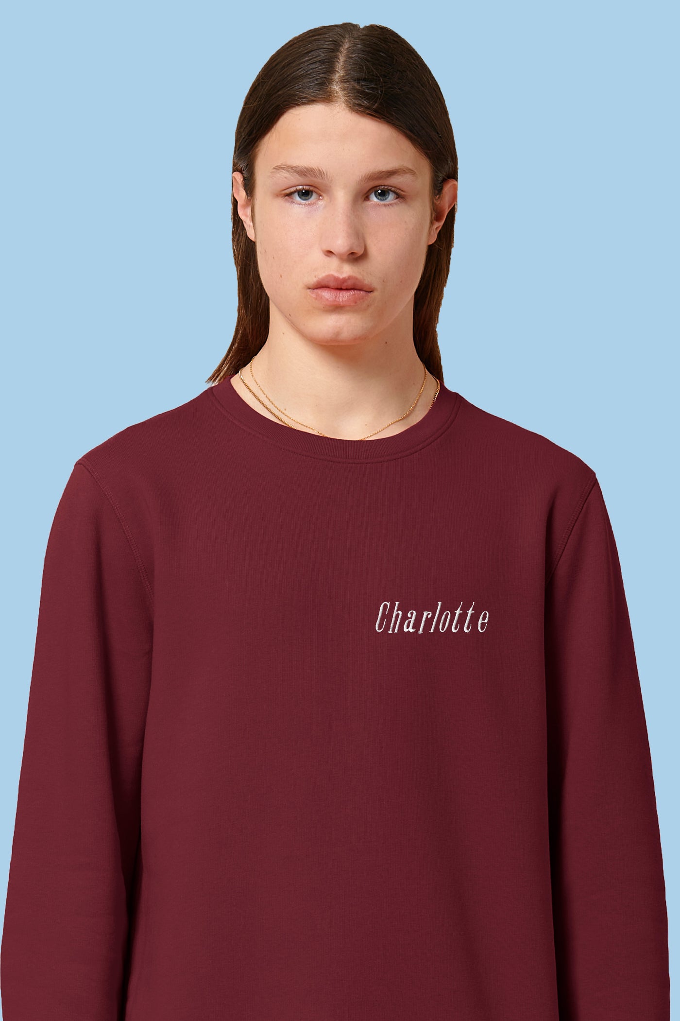 Jouw tekst hier cursief | Sweater | 9 tekens (per rij)