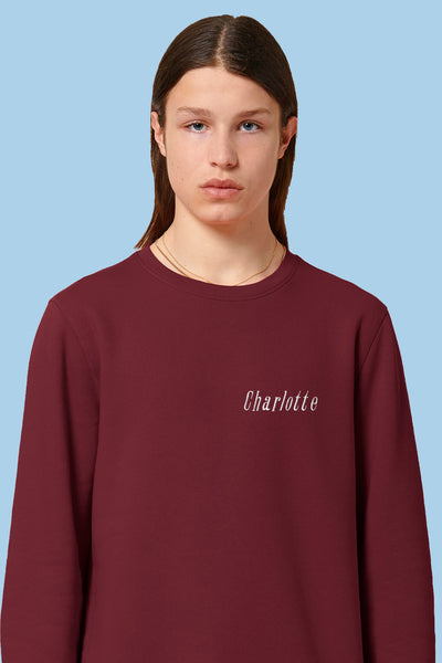 Jouw tekst hier cursief | Sweater | 9 tekens (per rij)