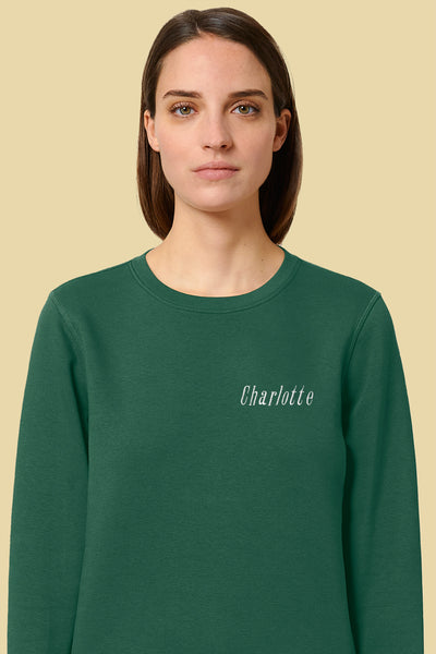 Jouw tekst hier cursief | Sweater | 9 tekens (per rij)