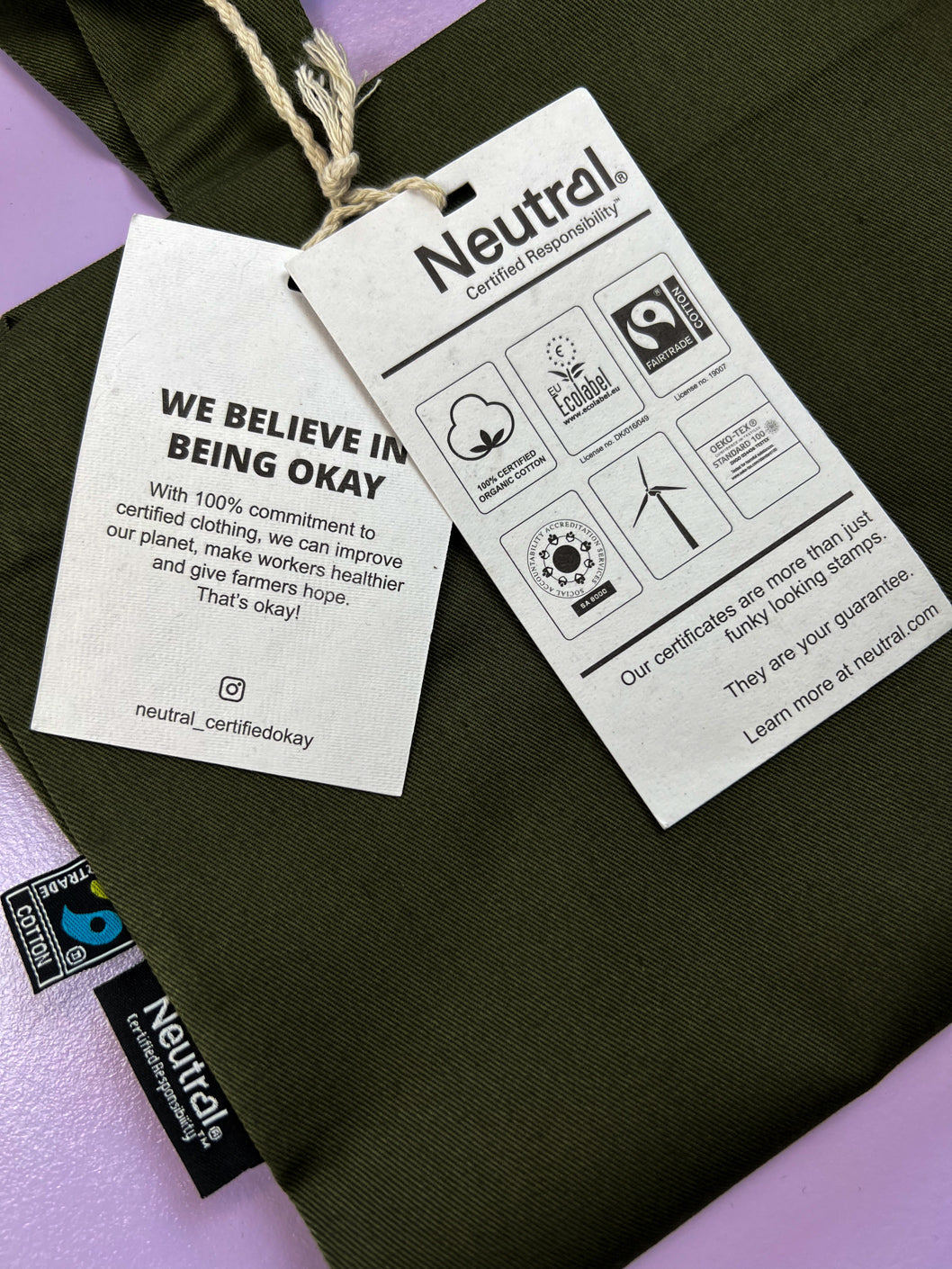 Military Green Tote Bag | 100% Fairtrade