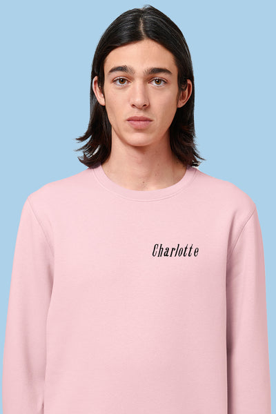 Jouw tekst hier cursief | Sweater | 9 tekens (per rij)